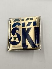 Vintage Square Shaped Gold & Black Colored SKI Lapel Pin Brooch picture