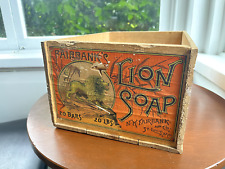 Antique Fairbanks Lion Soap Advertising Crate Wood Box Graphics Front & Bank picture