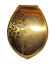 VINTAGE ELGIN AMERICAN BEAUTY 1940'S GOLD TONE FLORAL POWDER MIRROR COMPACT picture