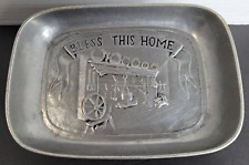 Vintage Pewter Bless This House Serving Bread Tray Pewtarex York Pennsylvania picture
