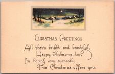Vintage 1910s CHRISTMAS GREETINGS Postcard All That's Bright & Beautiful UNUSED picture