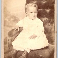 c1870s Waverly, Iowa Cute Young Boy in Dress CdV Photo Card Leo Kahn H10 picture
