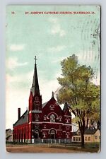 Waterloo IA-Iowa, St Joseph's Catholic Church, Religion, Vintage c1908 Postcard picture