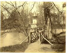 X. Phot. France, Parc du Petit Trianon, rustic bridge vintage albumen print.   picture