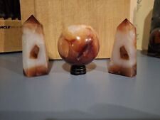 Carnelian Druzy Tower And Sphere Set picture