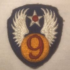 ORIGINAL WWII US 9TH AIR FORCE AAF PILOT JACKET SHIRT SLEEVE INSIGNIA PATCH picture