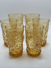 Set of 6 Vintage Anchor Hocking Lido Milano Amber Gold Juice Glasses picture