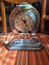 Vintage 1930's  Howard Corp. metal Horseshoe Clock w/Horse Heads Tested WORKING picture