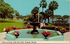 Scene in lovely Lake Eola Park, Orlando, Florida Vintage Postcard spc5 picture