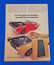 1969 MERCURY CYCLONE COBRA JET 428 ORIGINAL COLOR PRINT AD CLASSIC CAR RED/GOLD picture