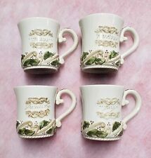 Grasslands Road Christmas Mugs set of 4, Red And Green W/ Embossed Ornamentation picture