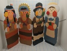 Folk Art Thanksgiving Decoration Indian Pilgrims Hand Painted holiday decoration picture