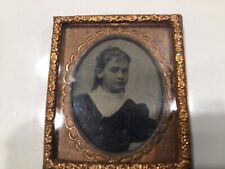 Antique 16th Plate Frame Tintype Of A Young Girl  picture