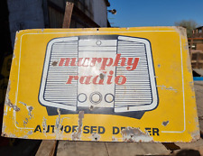 1920's Old Vintage Rare Murphy Radio Dealer Embossed Porcelain Enamel Sign Board picture