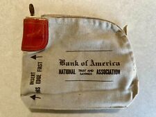 Vintage Bank of America National Trust Canvas Leather Locking Deposit Bag & Key picture