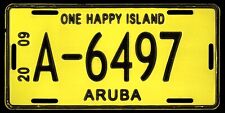 ARUBA License Plate 2009 Yellow Black # A-6497 (Passenger Car) ONE HAPPY ISLAND picture
