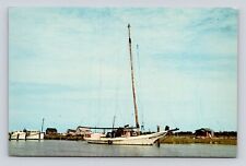 Old Postcard SKIPJACK at Anchor Ewell Harbor SMITH ISLAND MD Sailing Boat Ship picture