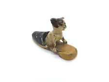 Antique Painted White Metal Cat in Slipper Shoe Figurine picture