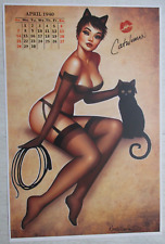 NATHAN SZERDY SIGNED 12X18 ART PRINT CATWOMAN WITH CAT CALENDAR PIN UP NEW picture