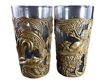1950's Los Castillo Taxco Brass Adam and Eve Glass Slips with glasses picture