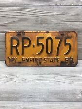 1962 New York License Plate NY Empire State Black on Yellow Orange RP - 5075 picture