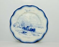 Antique French Faienceries Sarreguemines Marines Plate 1800s Blue Transferware picture