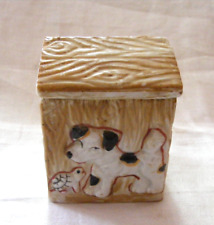 Vintage Porcelain Pottery Condiment Jar Trinket Box Scotty Doghouse & Turtle 2-b picture