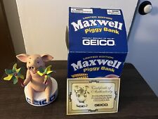 GEICO Maxwell The Pig TALKING Piggy Bank Rare in Box with Certificate OOP gecko picture