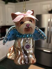 Terrier Type Puppy Dog  Ornament Angel Wings Bejeweled 4.5
