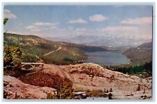 Nevada County California CA Postcard Donner Lake From Summit Highway 40 c1960's picture