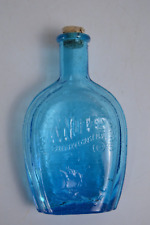 Vintage Glass Syrup Bottle Blue Knott's Berry Farm Ghost Town Independence Hall picture