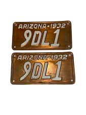 1932 Arizona Copper License Plates Pair 9DL1 picture