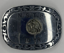 VINTAGE N.S.T.R. 10 Year Belt  Buckle Cowboys Riding Horse picture