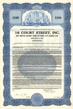 16 Court Street, Inc. - Bond (Uncanceled) - Uncancelled Stocks and Bonds picture