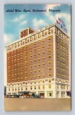 Richmond VA-Virginia, Hotel Wm. Byrd, Advertising Vintage c1952 Postcard picture