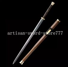 Handmade Rosewood Chinese Sword Han Jian Long Damascus Folded Steel Blade Sharp picture