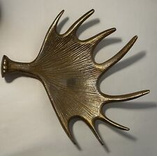 Large Moose Antler Cast Metal Tray Dish Bowl Gold Tone picture