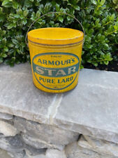 VINTAGE ARMOUR'S RARE 8 lb. STAR PURE LARD PAIL BUCKET TIN WITH LID CHICAGO picture