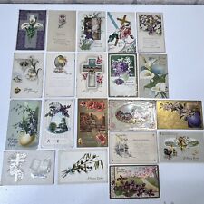 Vintage Easter Greetings Postcards Lot of 20 Cross Religious Ephemera picture