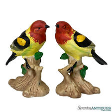 Vintage Western Tanager Bird Ceramic Sculpture - A Pair picture