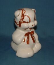 VINTAGE SITTING PIGGY POTTERY BANK - AMERICAN BISQUE - 1960'S - USED CONDITION picture