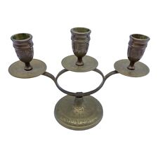 Vintage Ornate Brass Candelabra 3 Candle Candlestick Holder Made in India picture