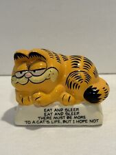 1980's Garfield Cat Ceramic Figurine Eat and sleep, eat and sleep picture