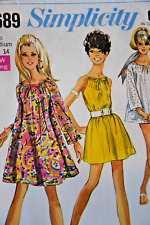 1968 Simplicity Pattern #7689 Jiffy Dress Top Mod Style Size 12-14 Bust 34-36 picture