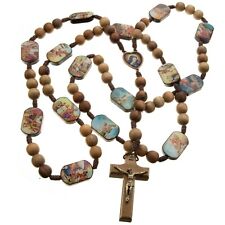 Large Way Stations of the Cross Wood Rosary Corded 33