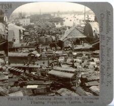 CHINA, Chukiang River with Its Enormous Floating Population--Stereoview PR51 picture
