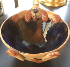 Vintage Whimsical Bowl With Cartoon Dog Signed Hicks picture