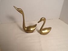 2-Vintage Hollow Brass Swan Figurines 1 is 5-1/2