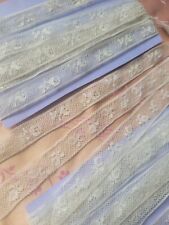 Tiny 2 Vintage Lace French Trim Valennciene 5+ Yds Floral Insertion Narrow Lot picture