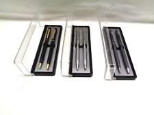 Lot of 3 Unbranded Vintage Ballpoint Pen & Pencil Sets Black Gray Silver picture